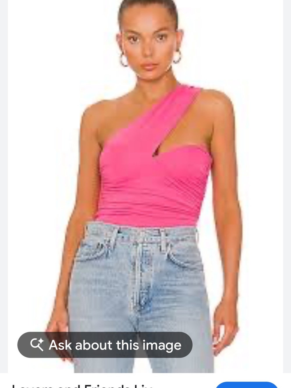 Lovers + Friends Hot Pink One-Shoulder Ruched Camisole